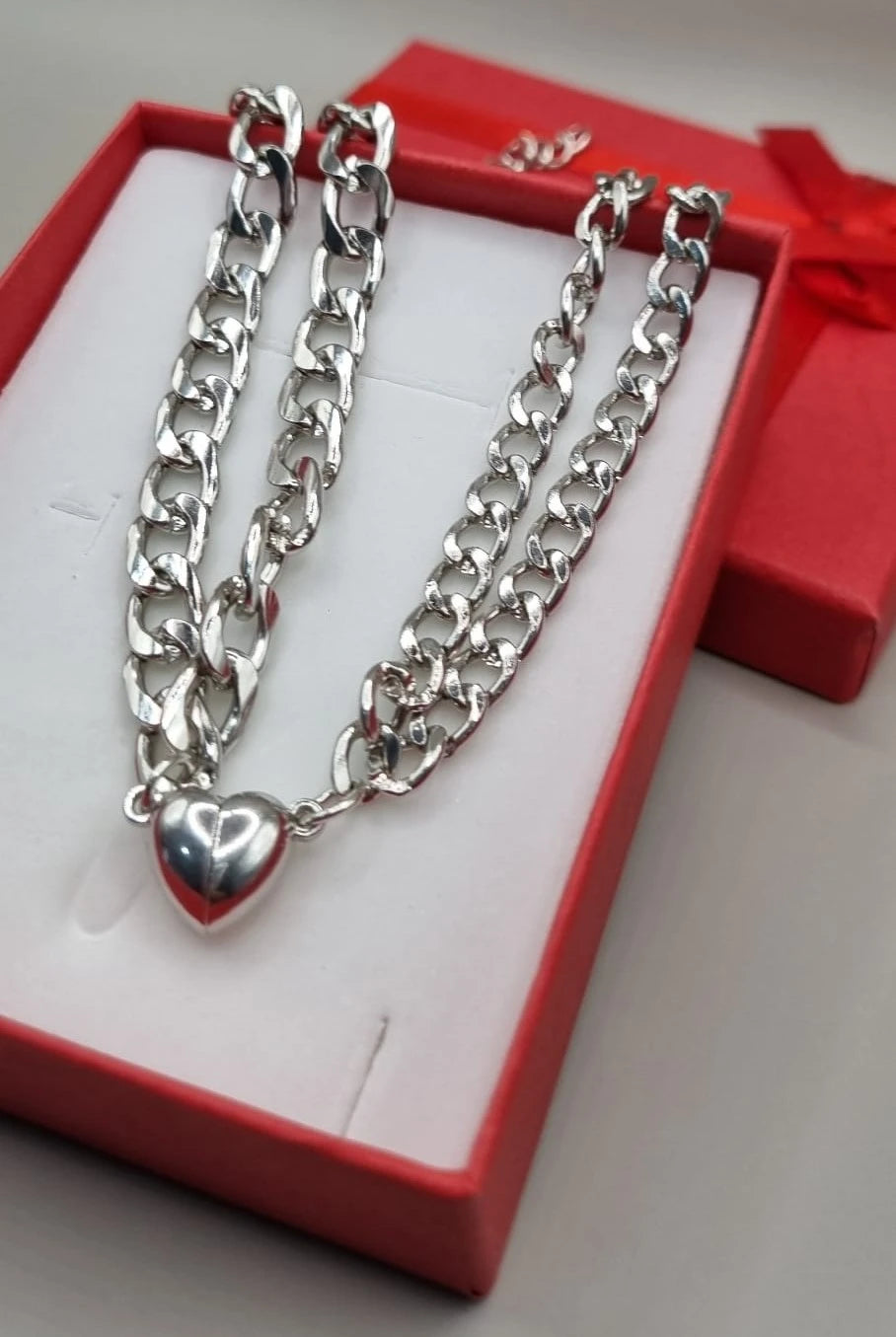 Magnetic Heart Couple Bracelet Set | Stainless Steel Mutual Attraction | Valentine's Gift for Her