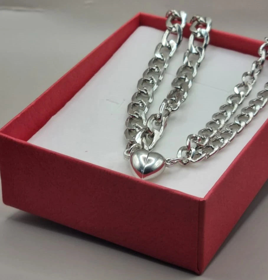 Magnetic Heart Couple Bracelet Set | Stainless Steel Mutual Attraction | Valentine's Gift for Her