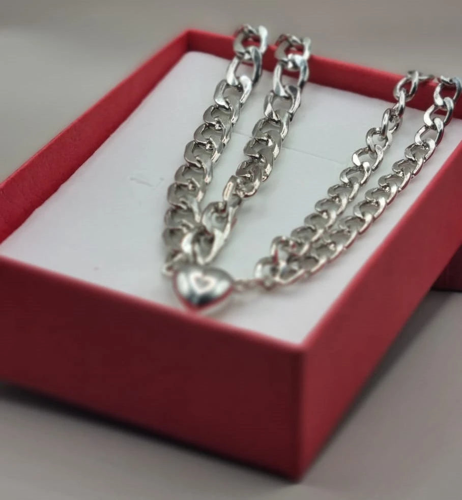 Magnetic Heart Couple Bracelet Set | Stainless Steel Mutual Attraction | Valentine's Gift for Her