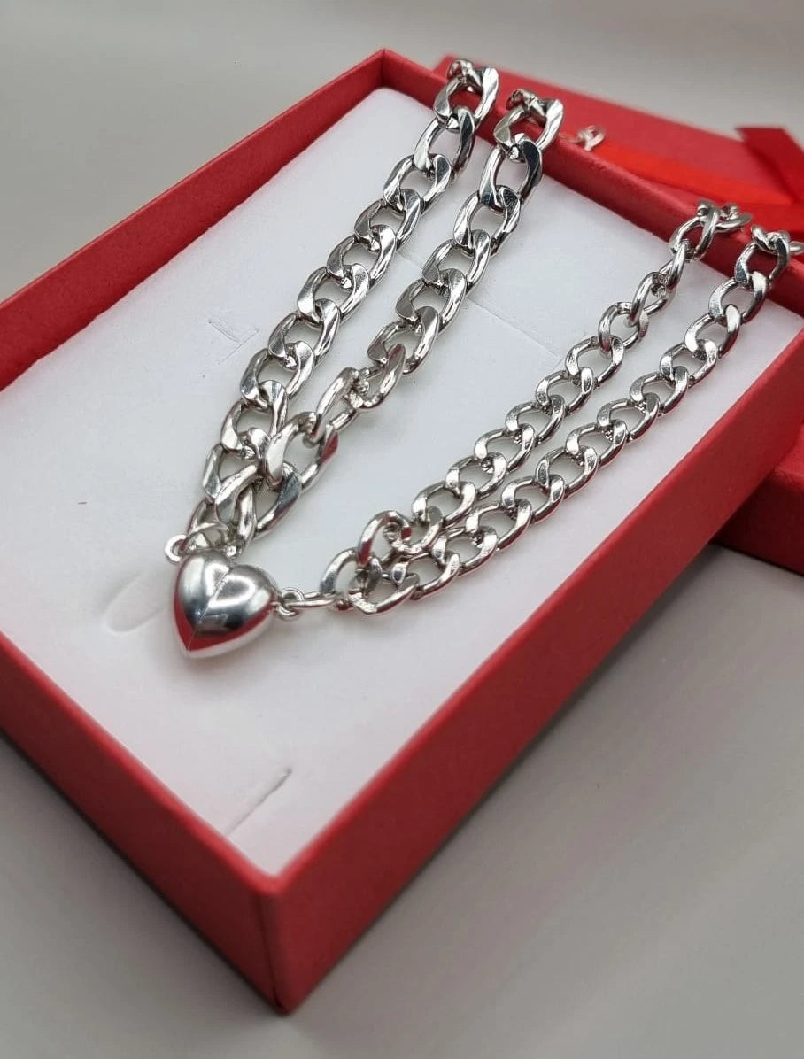 Magnetic Heart Couple Bracelet Set | Stainless Steel Mutual Attraction | Valentine's Gift for Her