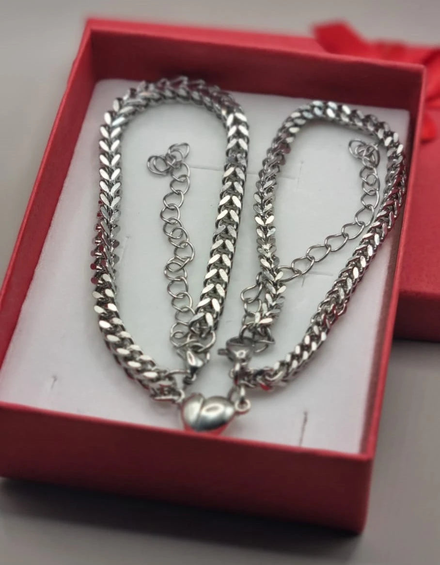 Magnetic Heart Couple Bracelet Set | Stainless Steel Mutual Attraction | Valentine's Gift for Her