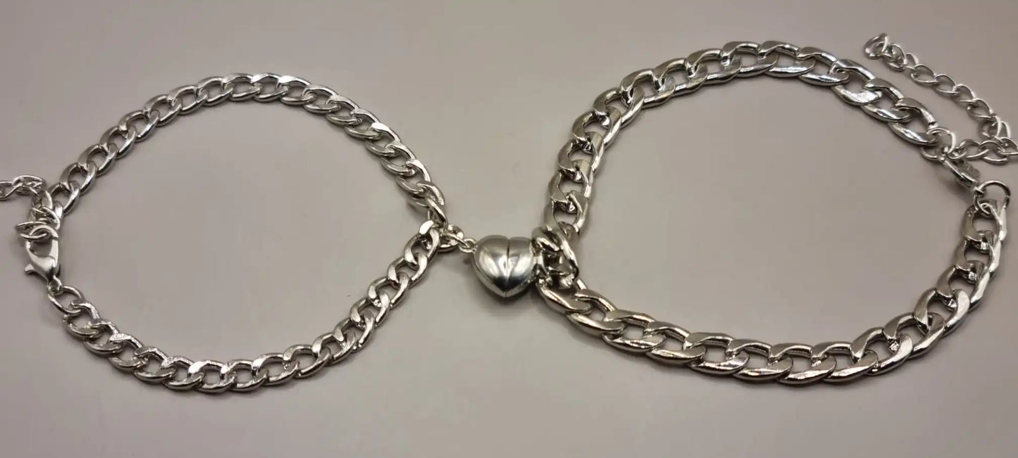 Magnetic Heart Couple Bracelet Set | Stainless Steel Mutual Attraction | Valentine's Gift for Her