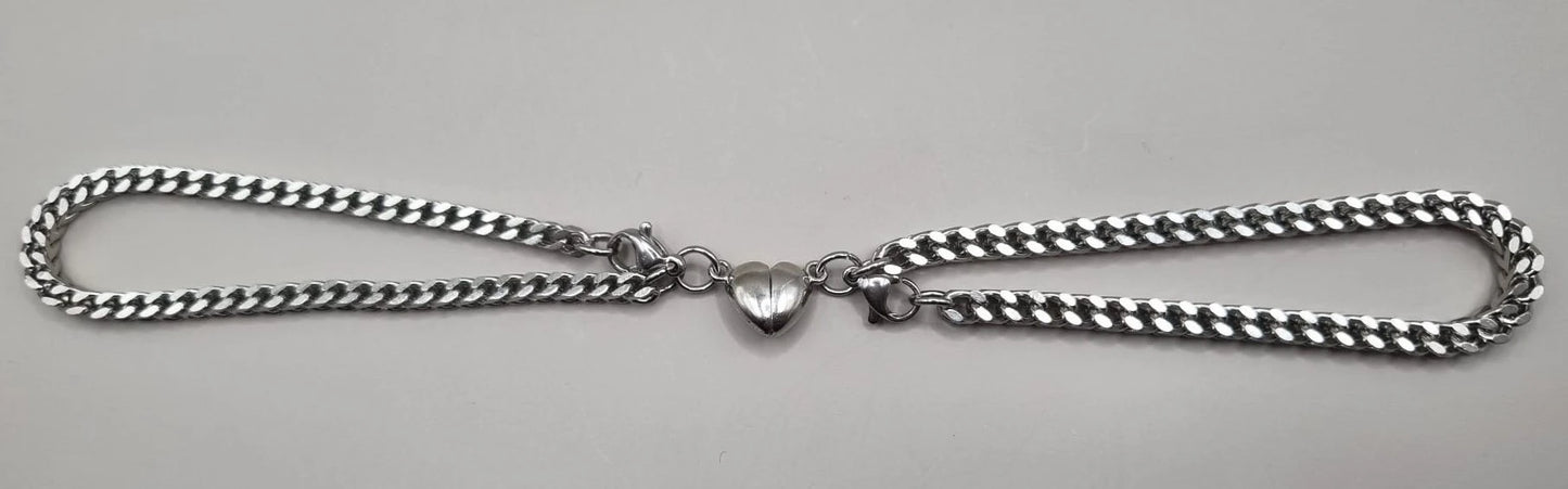Magnetic Heart Couple Bracelet Set | Stainless Steel Mutual Attraction | Valentine's Gift for Her