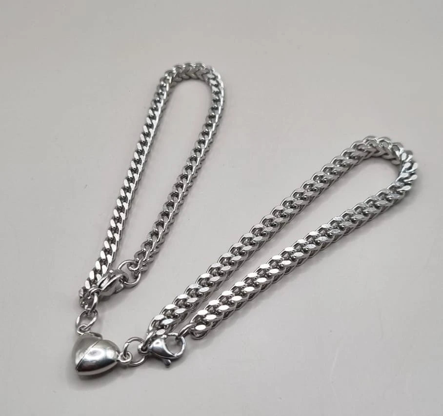 Magnetic Heart Couple Bracelet Set | Stainless Steel Mutual Attraction | Valentine's Gift for Her