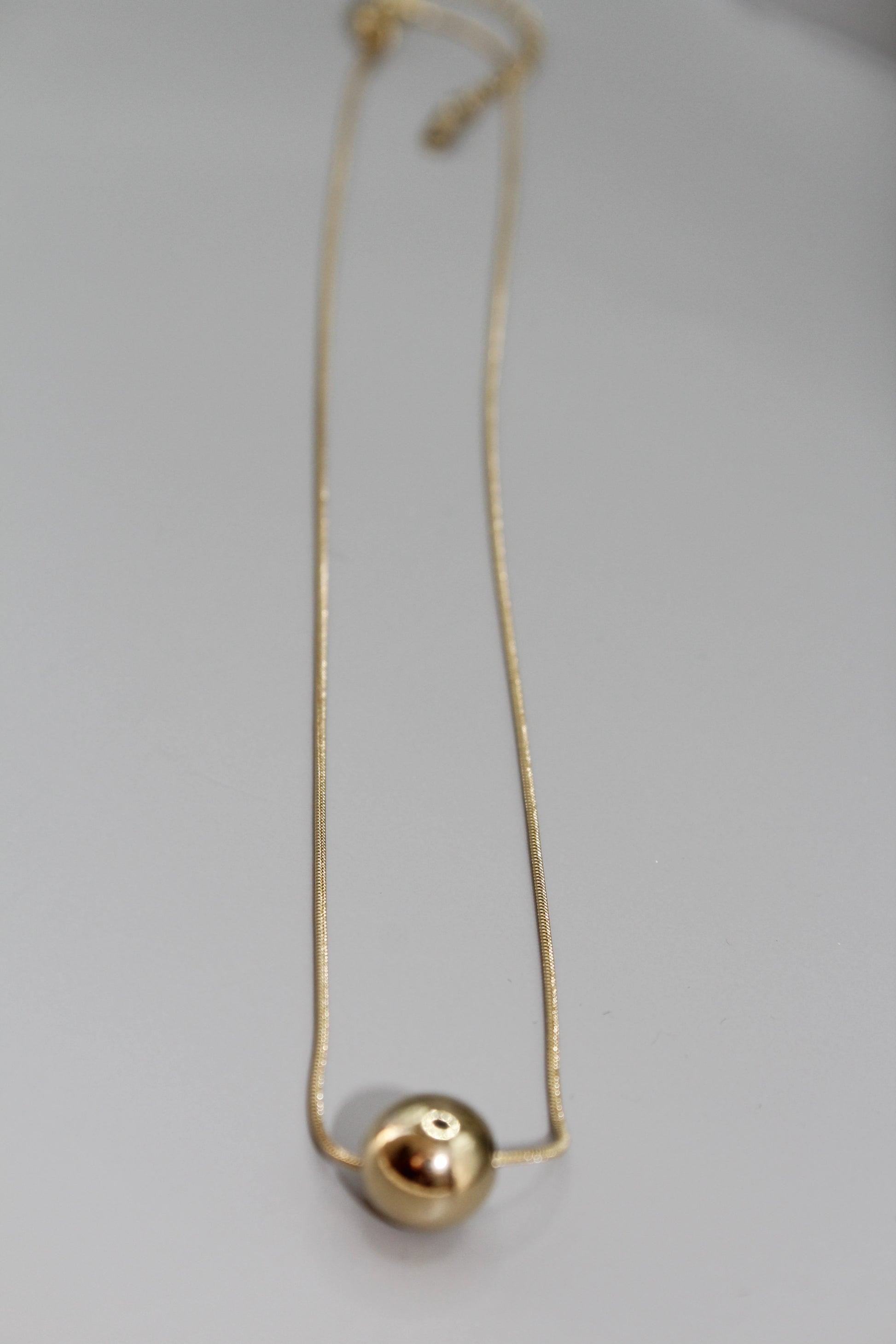 Gold Plated Plain Ball Charm Snake Chain Pendant Necklace for Women