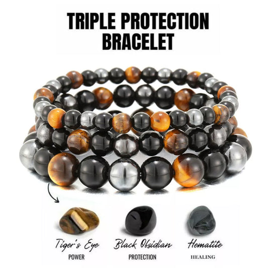 Triple Protection Obsidian Tiger Eye Hematite Bracelet