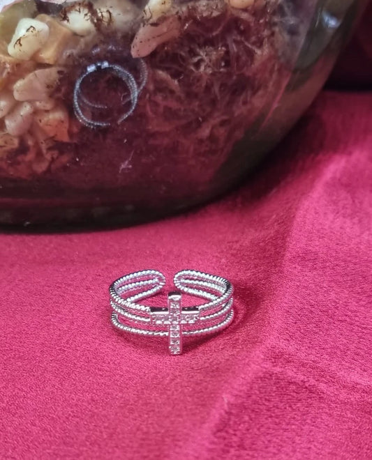 Open Hollow Out Cuff Gothic Cross Ring