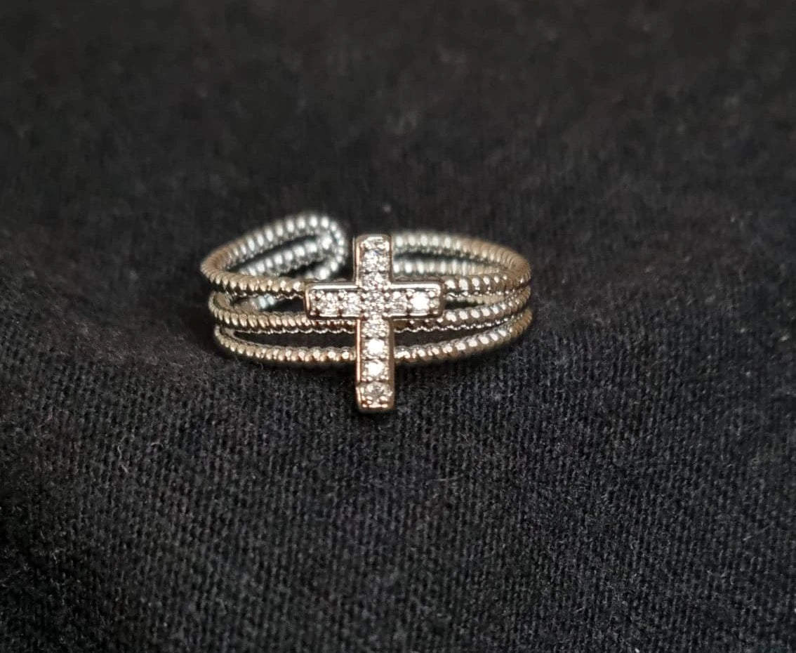Open Hollow Out Cuff Gothic Cross Ring