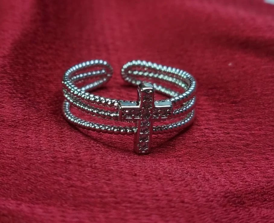 Open Hollow Out Cuff Gothic Cross Ring