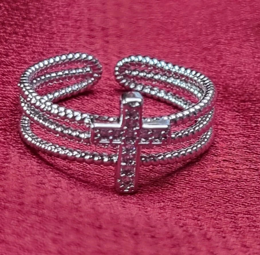 Open Hollow Out Cuff Gothic Cross Ring