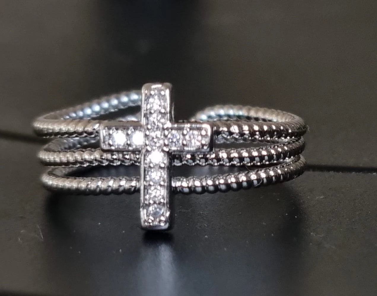 Open Hollow Out Cuff Gothic Cross Ring