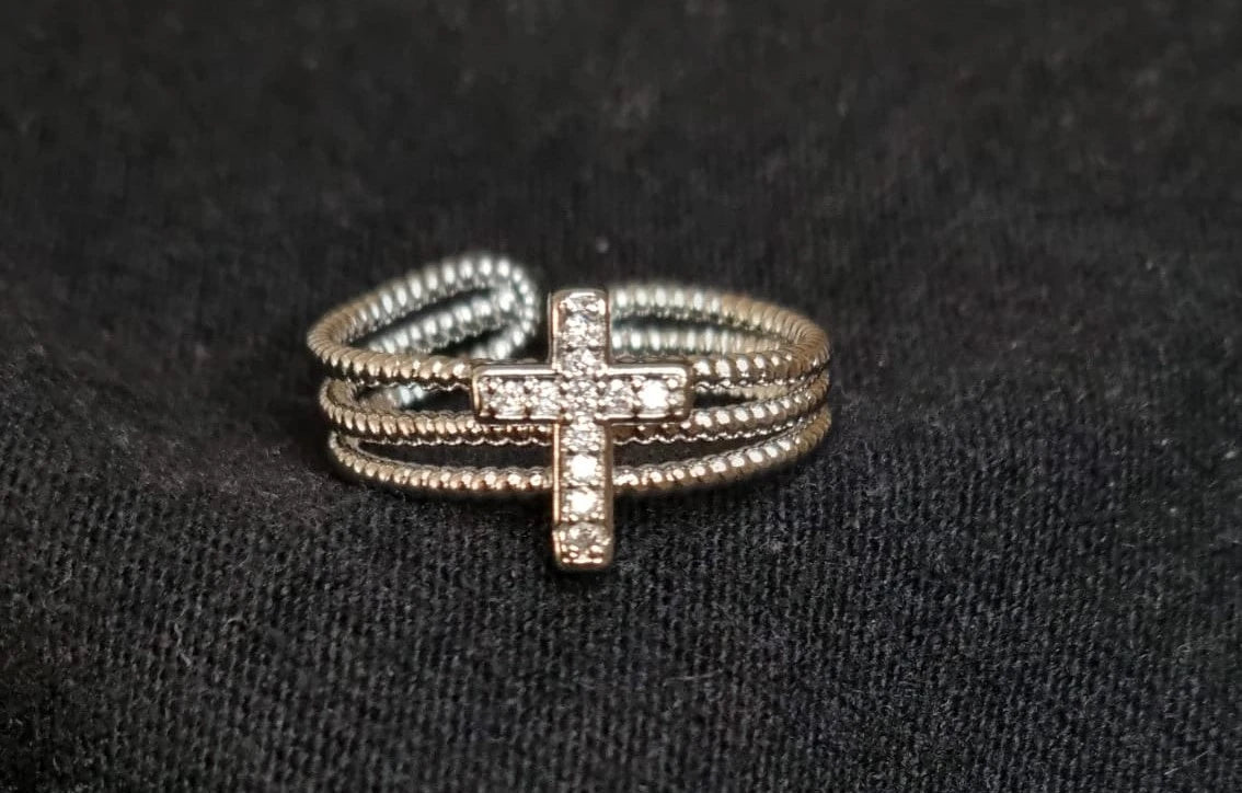 Open Hollow Out Cuff Gothic Cross Ring