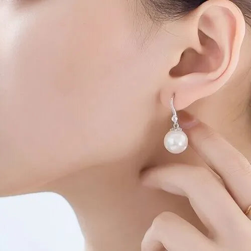 Pearl Drop Hook Earrings | 925 Sterling Silver Real Freshwater Dainty Long Dangle Pearl Earrings