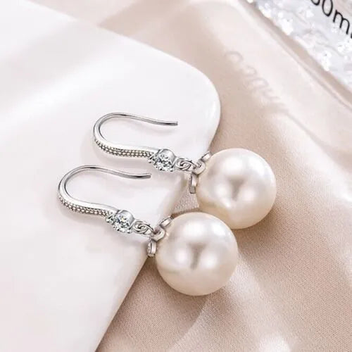 Pearl Drop Hook Earrings | 925 Sterling Silver Real Freshwater Dainty Long Dangle Pearl Earrings