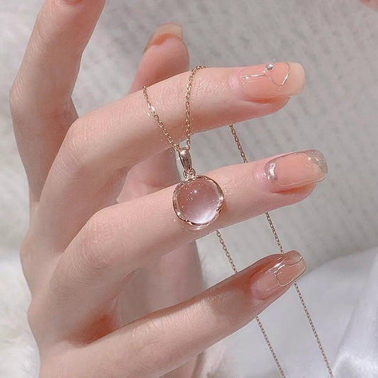 Pink Moonstone Charm Necklace - 925 Sterling Silver Pendant for Women & Girls