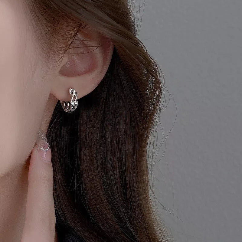 925 Sterling Silver Twisted Hoop Earrings – Women's Fashion Jewellery Gift, 1.4cm, UK