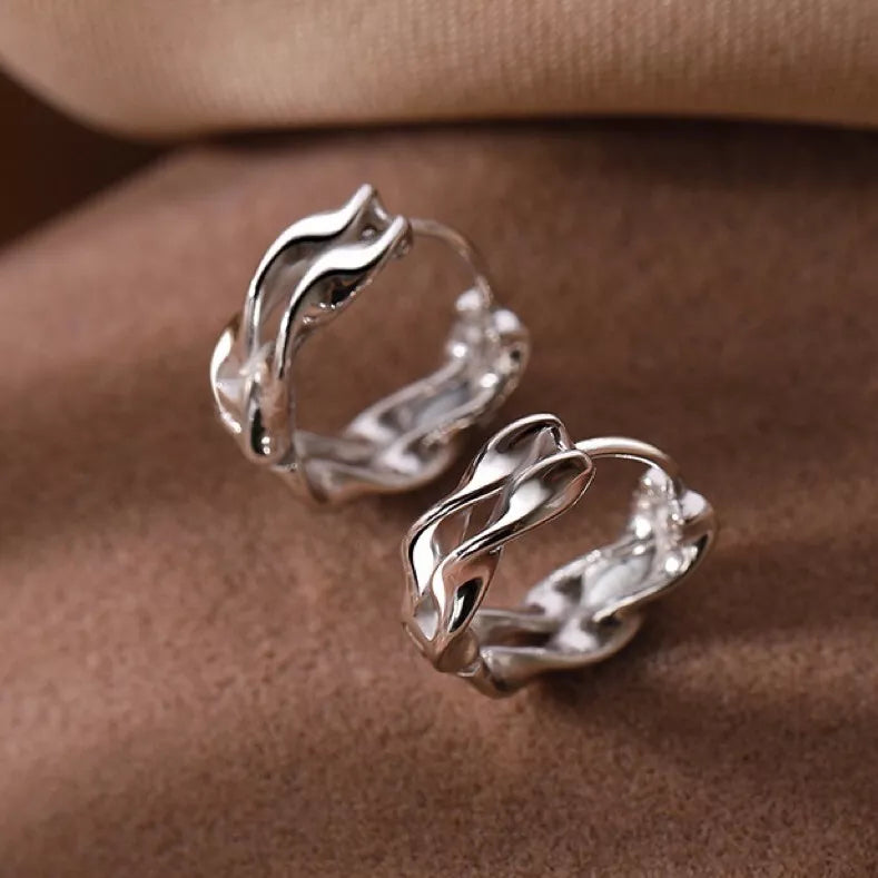 925 Sterling Silver Twisted Hoop Earrings – Women's Fashion Jewellery Gift, 1.4cm, UK
