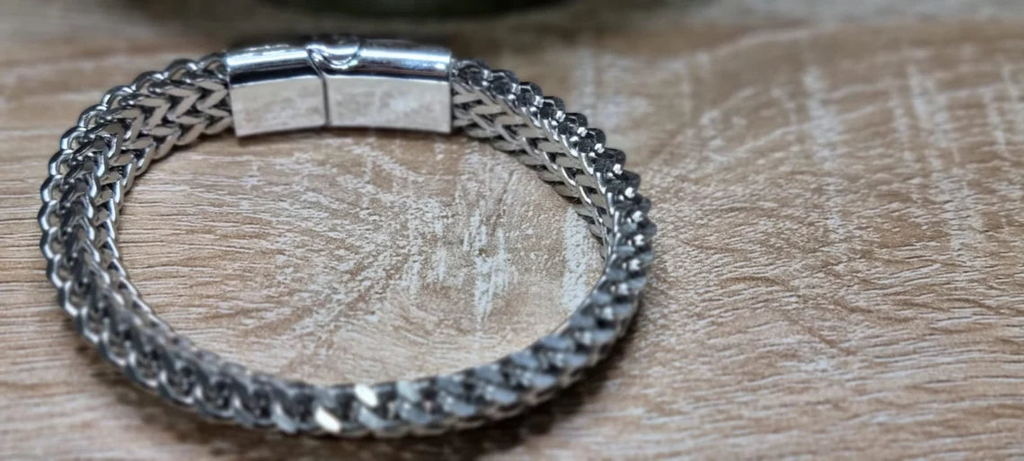 Mens Silver Bracelet | Cuban Chain Bracelet for Mens | Stainless Steel Cuban Curb Chain Bracelet