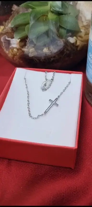 Silver Adjustable Double Chain Cross Bracelet | Tiny Silver Cross Charm Religious Chain Bracelet