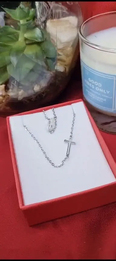 Silver Adjustable Double Chain Cross Bracelet | Tiny Silver Cross Charm Religious Chain Bracelet