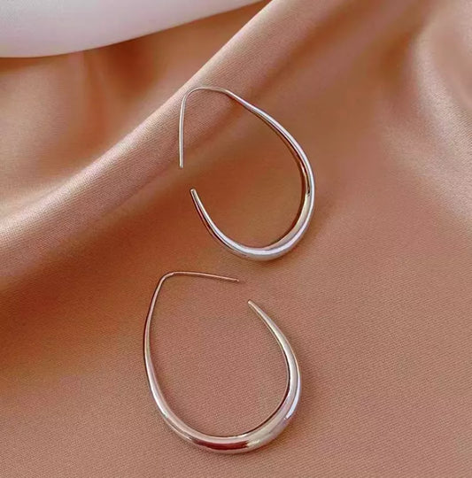 Fashion Silver Gold Water Oval Drop Hook Earrings
