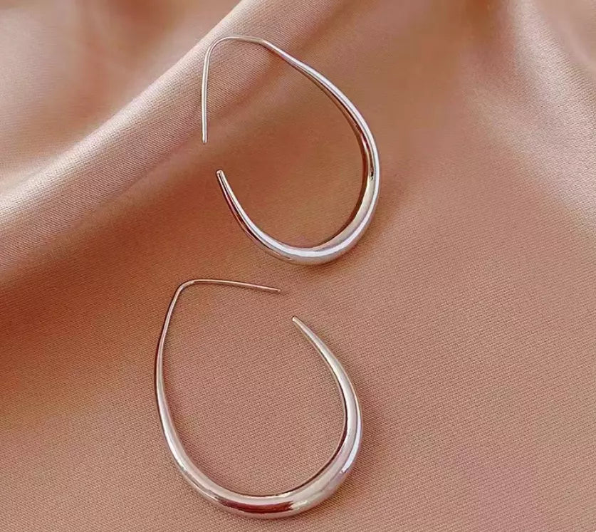 Fashion Silver Gold Water Oval Drop Hook Earrings