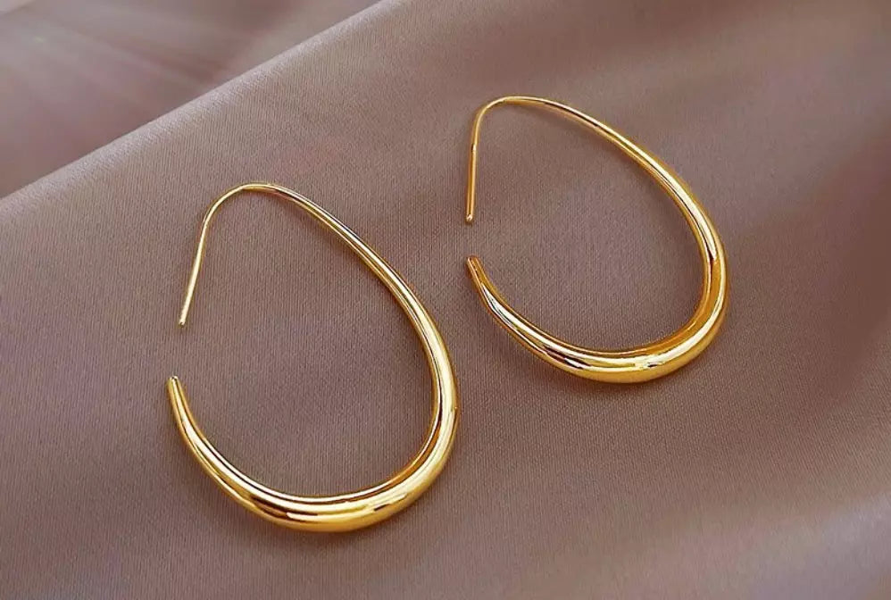 Fashion Silver Gold Water Oval Drop Hook Earrings