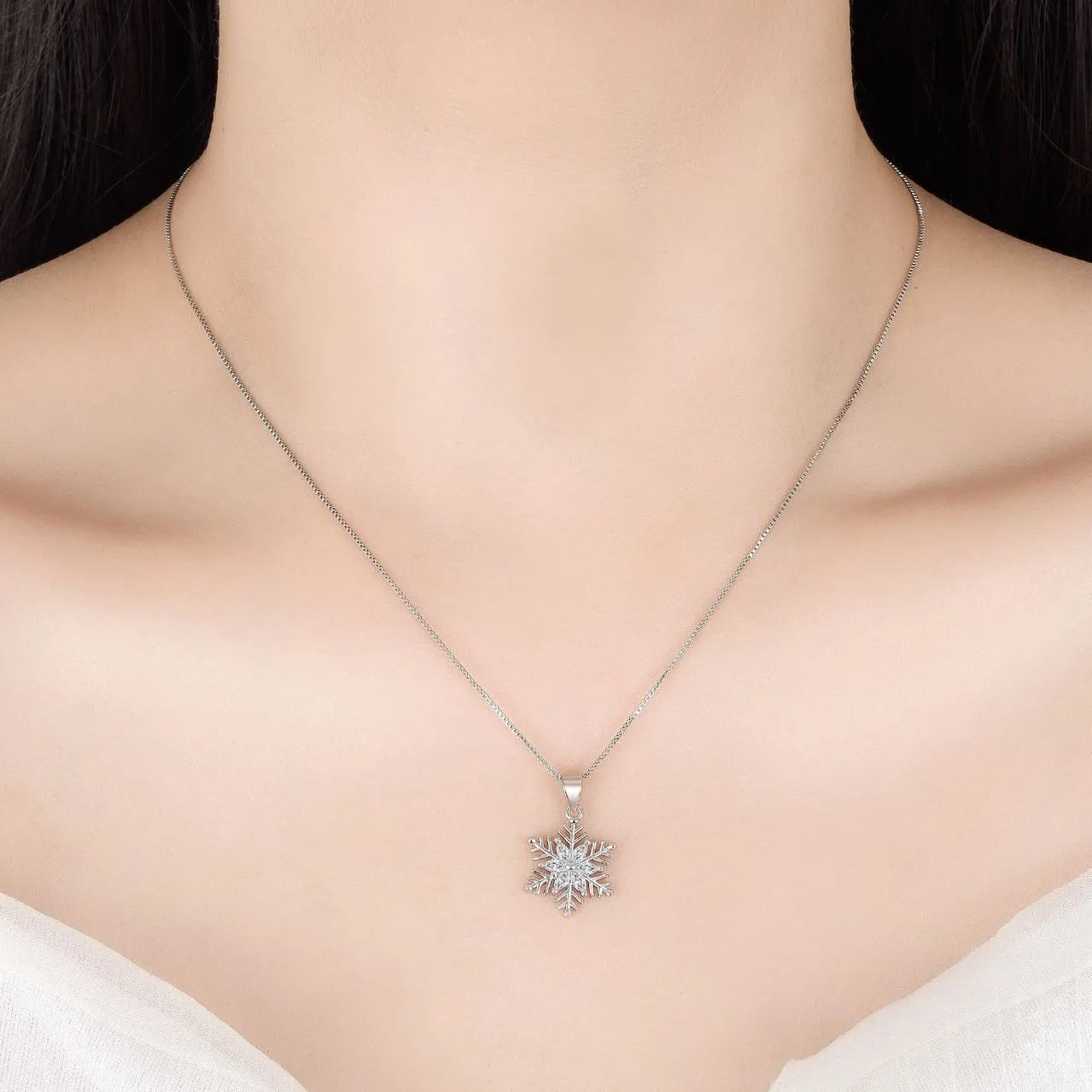 Snowflake Pendant Necklaces | Crystal Stud Earrings 925 Sterling Silver | Snowflake Jewellery Earrings
