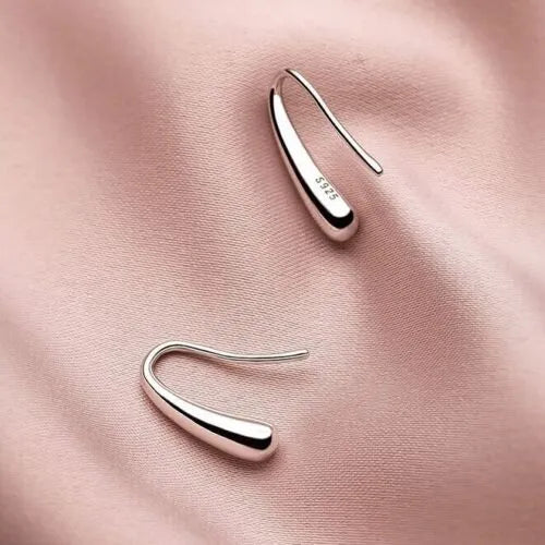 Solid WaterDrop Hook Earrings | Silver Water Drop Dangle Earrings