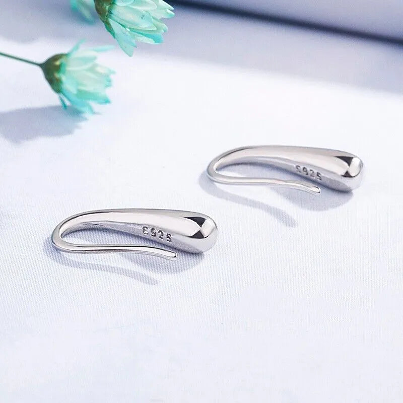 Solid WaterDrop Hook Earrings | Silver Water Drop Dangle Earrings