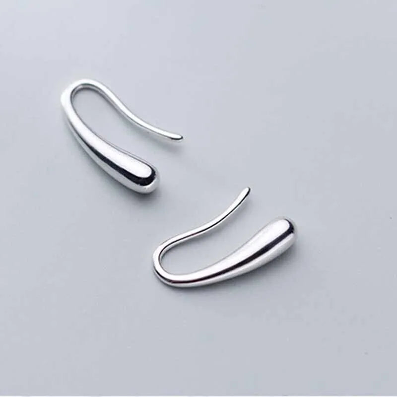 Solid WaterDrop Hook Earrings | Silver Water Drop Dangle Earrings