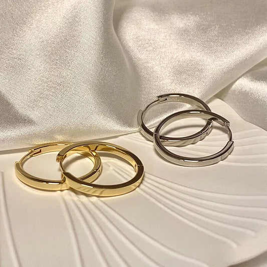 Sterling Silver & Gold Hinged Hoop Earrings – Geometric Sleeper Circle Rings  Perfect Gift