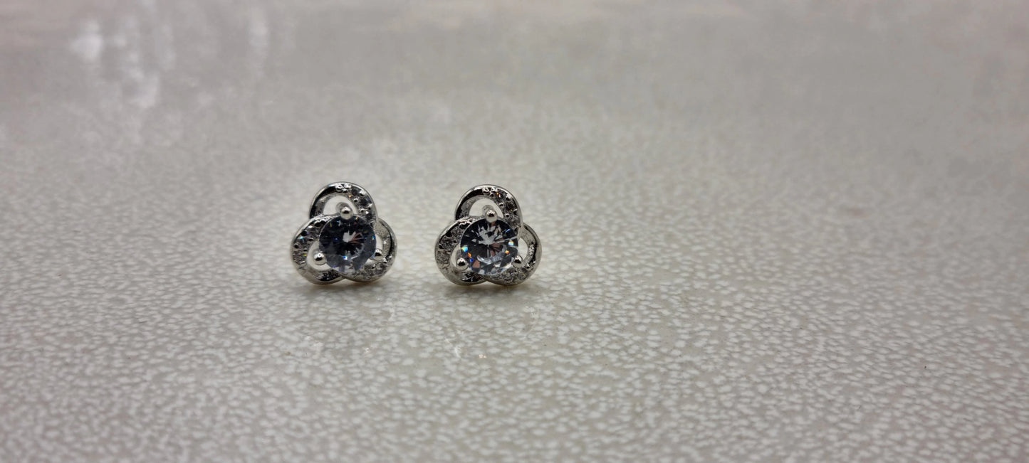 925 Sterling Silver Crystal Swirl Stud Earrings