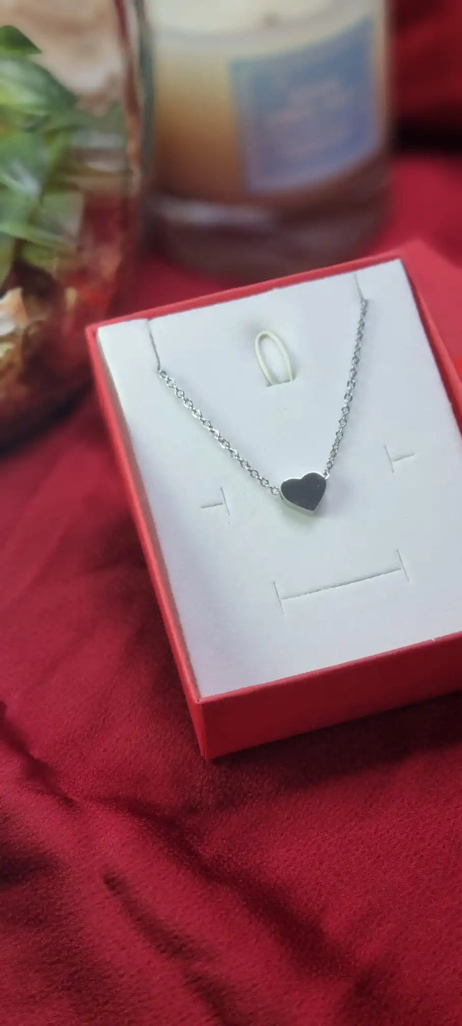 Tiny Heart Pendant Necklace and Earrings Set