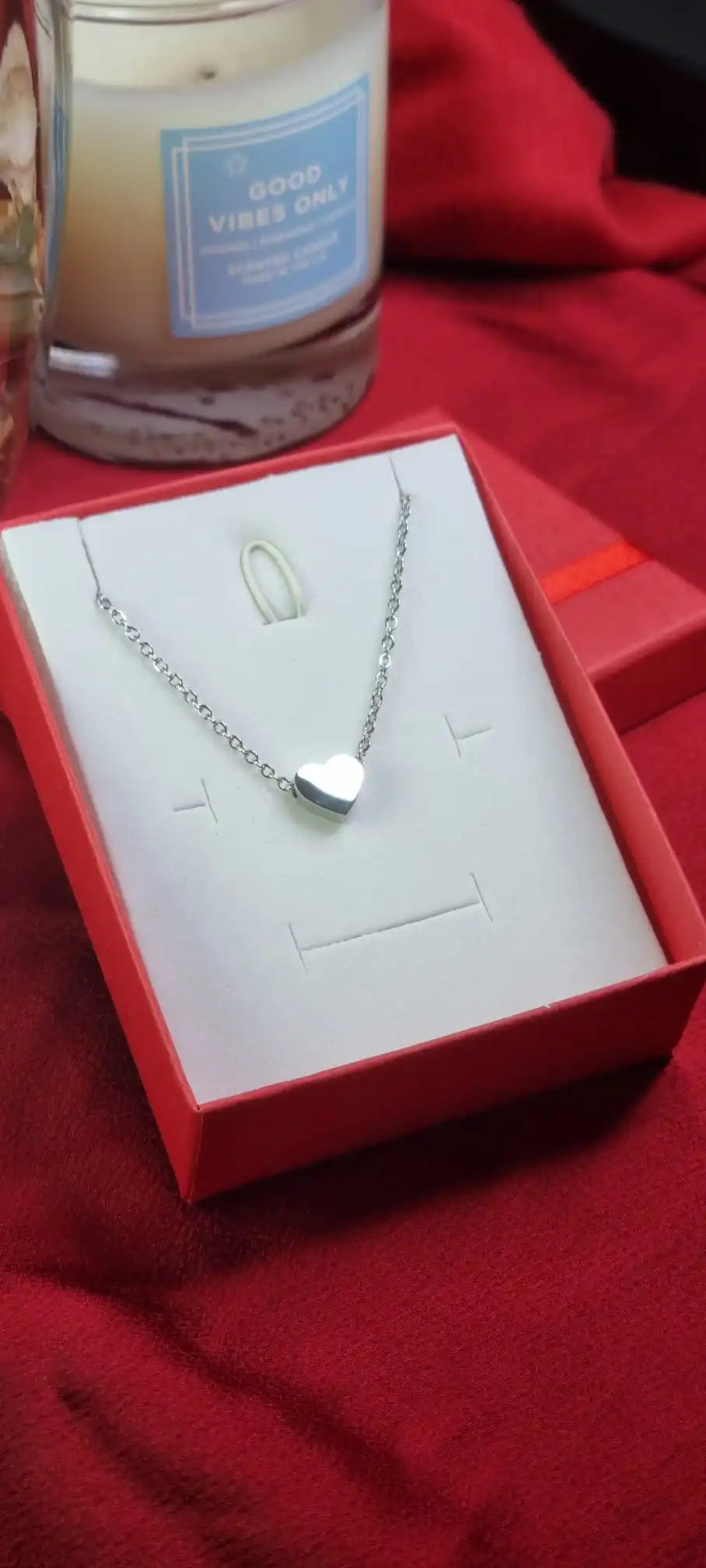 Tiny Heart Pendant Necklace and Earrings Set