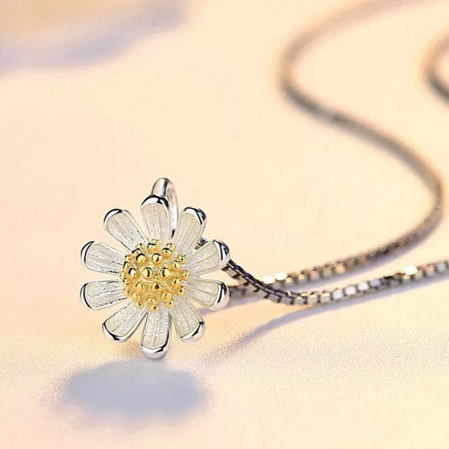 Women Sunflower Pendant Necklace 925 Sterling Silver Jewellery Gift UK