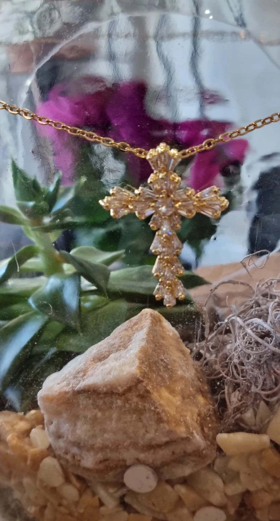 Zircon Cross Pendant Necklace for Women