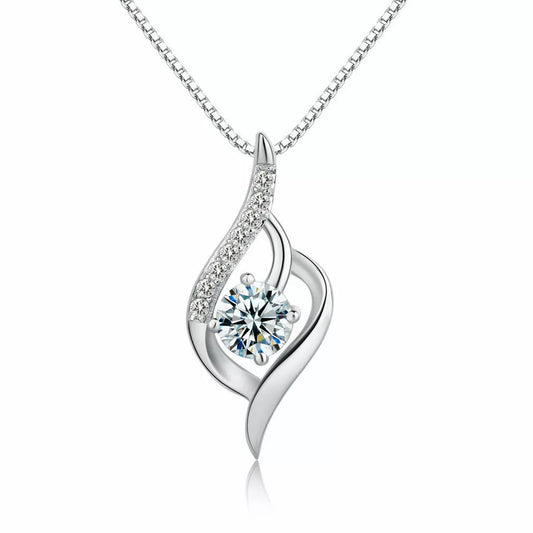 Women Zircon Crystal Stone Pendant Chain Modern Necklace