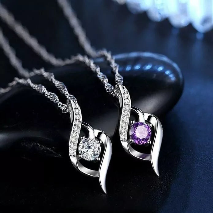 Women Zircon Crystal Stone Pendant Chain Modern Necklace