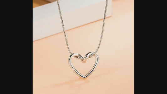 Cute Heart Outline Necklace | Sterling Silver Heart Necklace