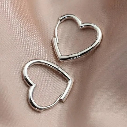 Heart Hoop Stud Earrings