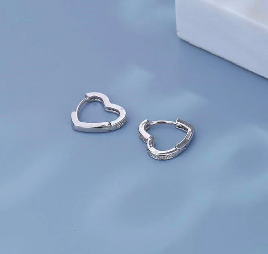 Hinged Hoop Heart 925 Sterling Silver Earrings