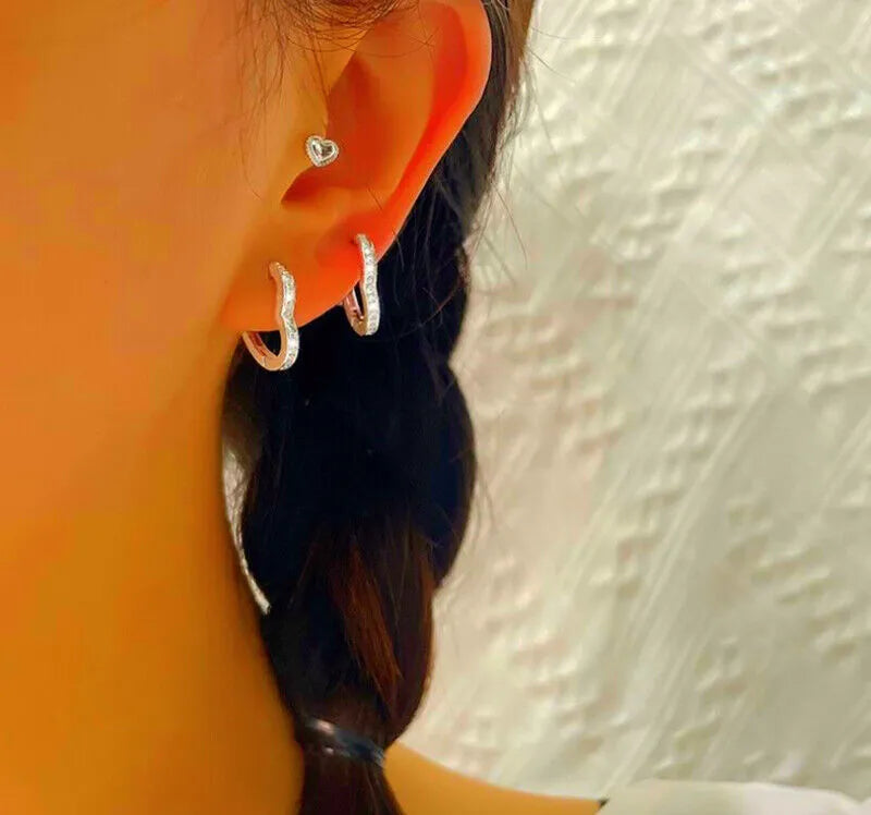 Heart Hoop Stud Earrings