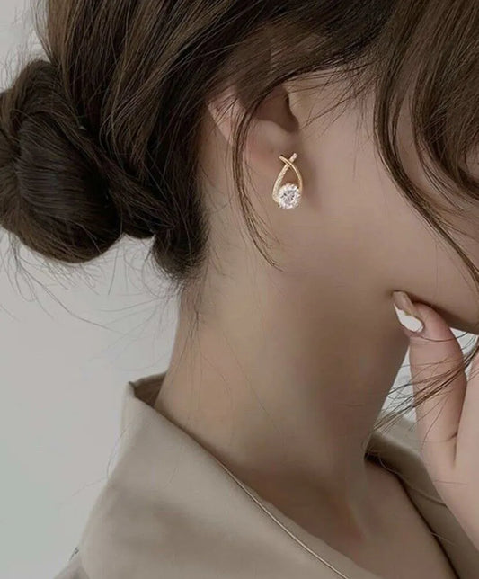 Cross Design Rhinestones Stud Earrings