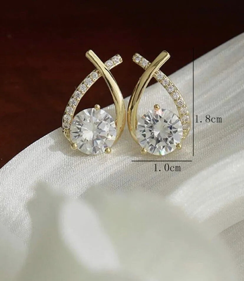 Cross Design Rhinestones Stud Earrings