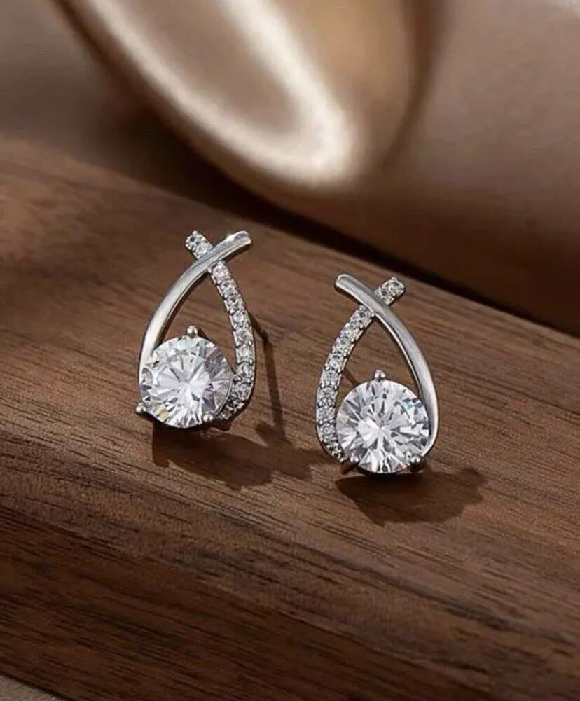 Cross Design Rhinestones Stud Earrings