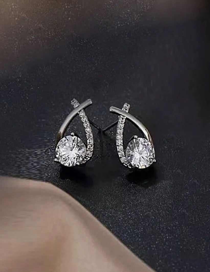 Cross Design Rhinestones Stud Earrings