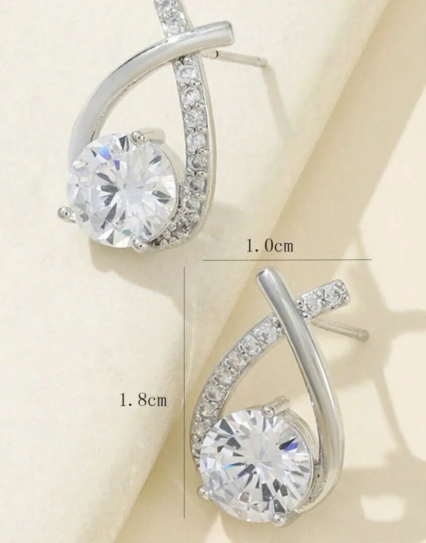 Cross Design Rhinestones Stud Earrings