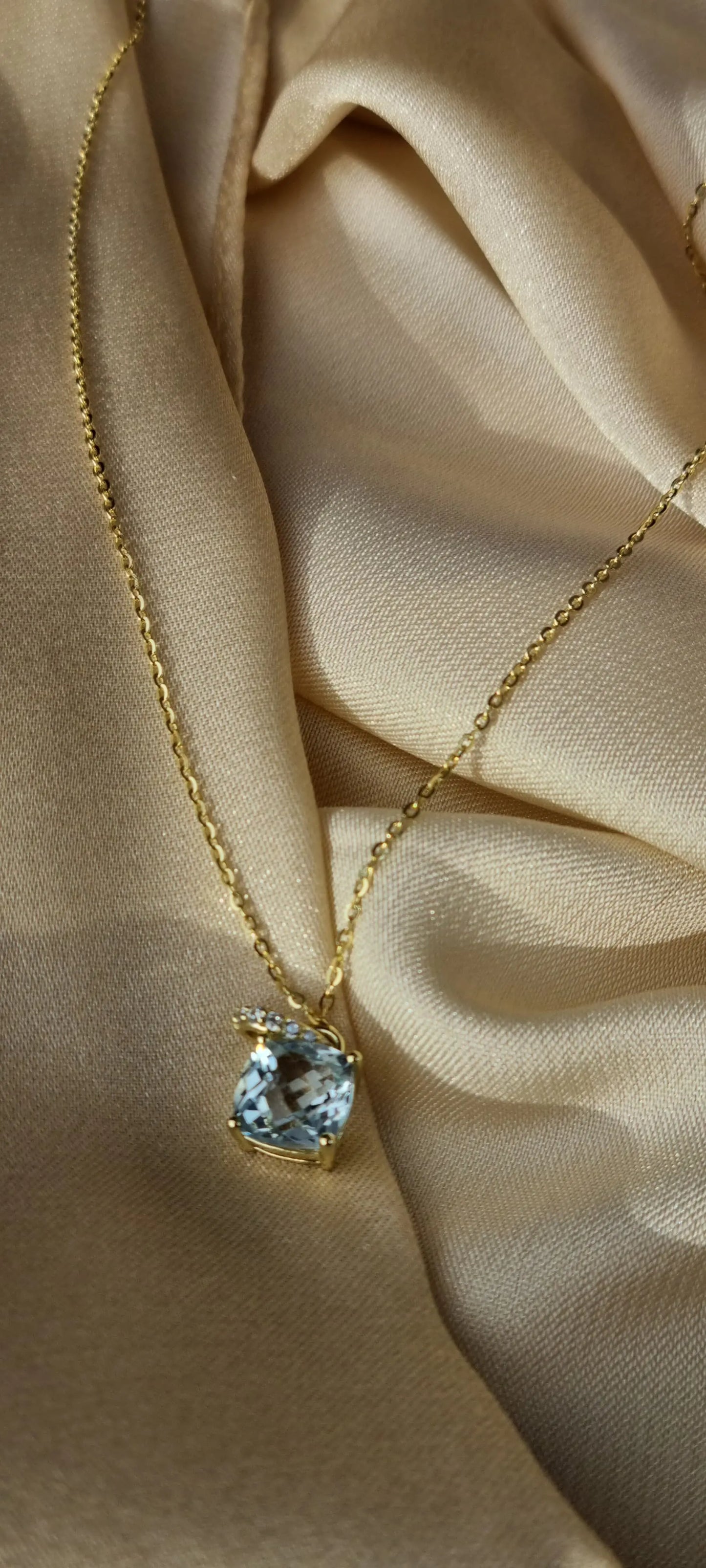 14k Gold Plated Green Amethyst Sky Blue Topaz Cushion-Cut Necklace - 8mm Square