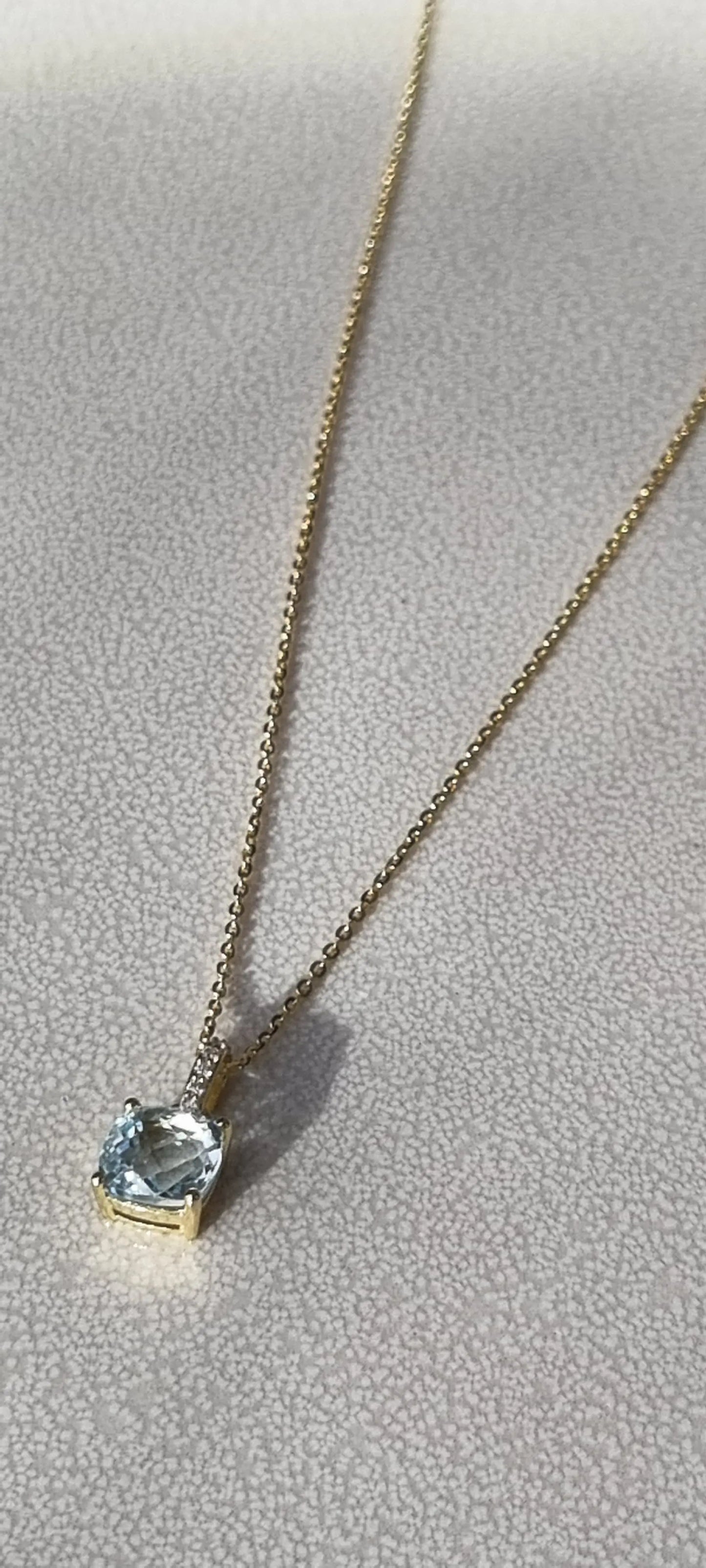 14k Gold Plated Green Amethyst Sky Blue Topaz Cushion-Cut Necklace - 8mm Square